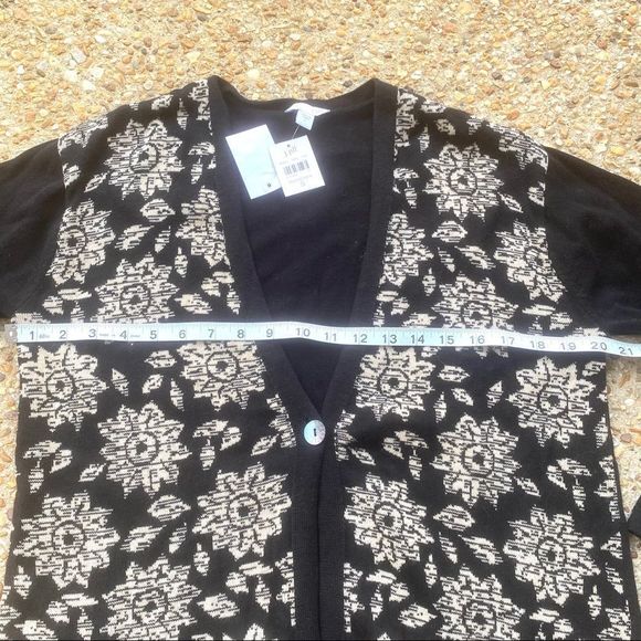 NWT J. Jill Blackcashe Floral Sunflower Black Cardigan Size S - Picture 4 of 11